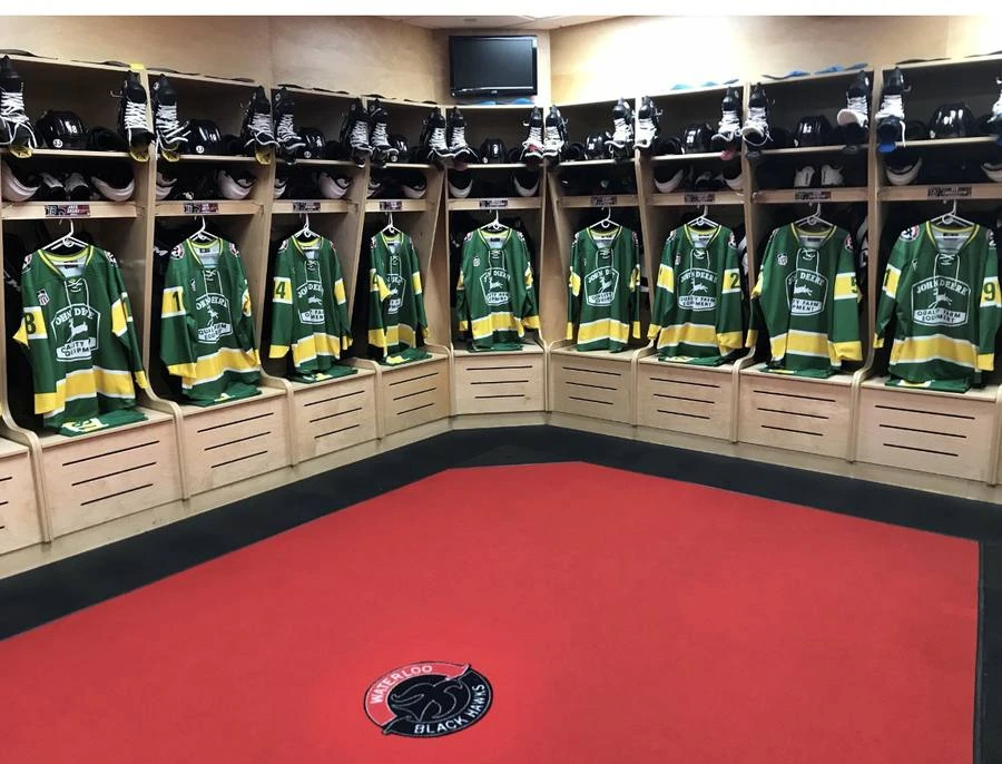 John Deere Waterloo Black Hawks custom jersey