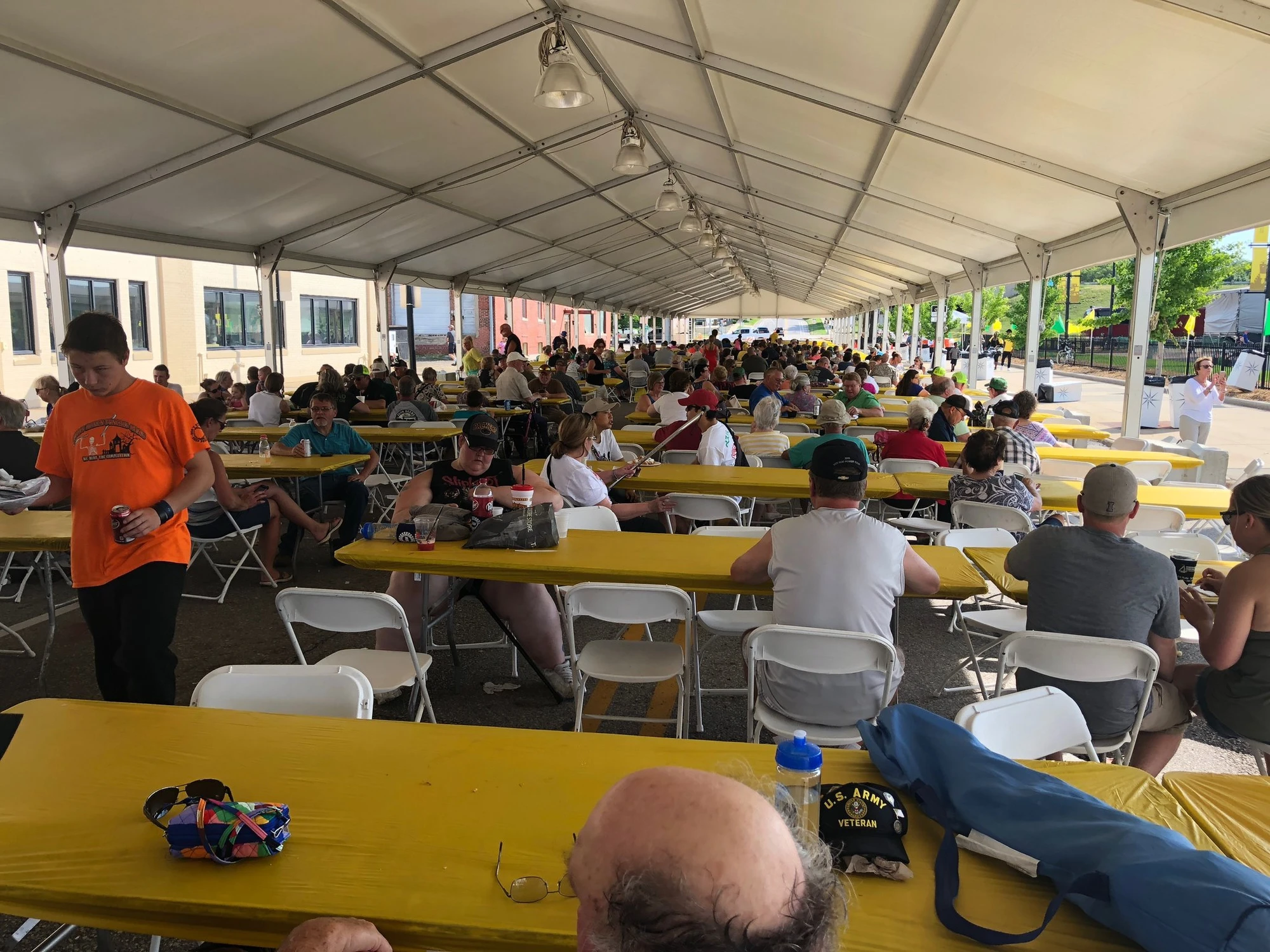 Food tent packed with attendees during the two-day public event