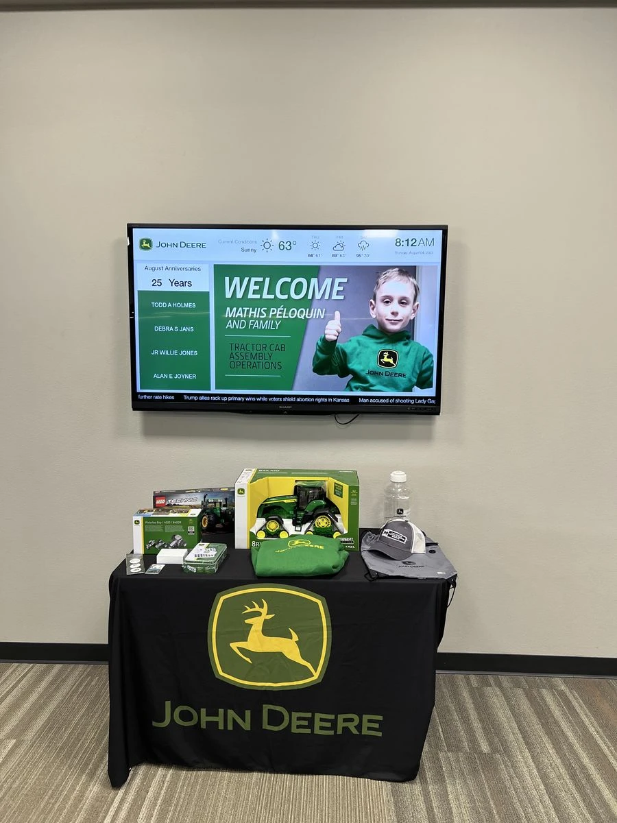 LIAM APPROVED welcome screen at John Deere Waterloo Works